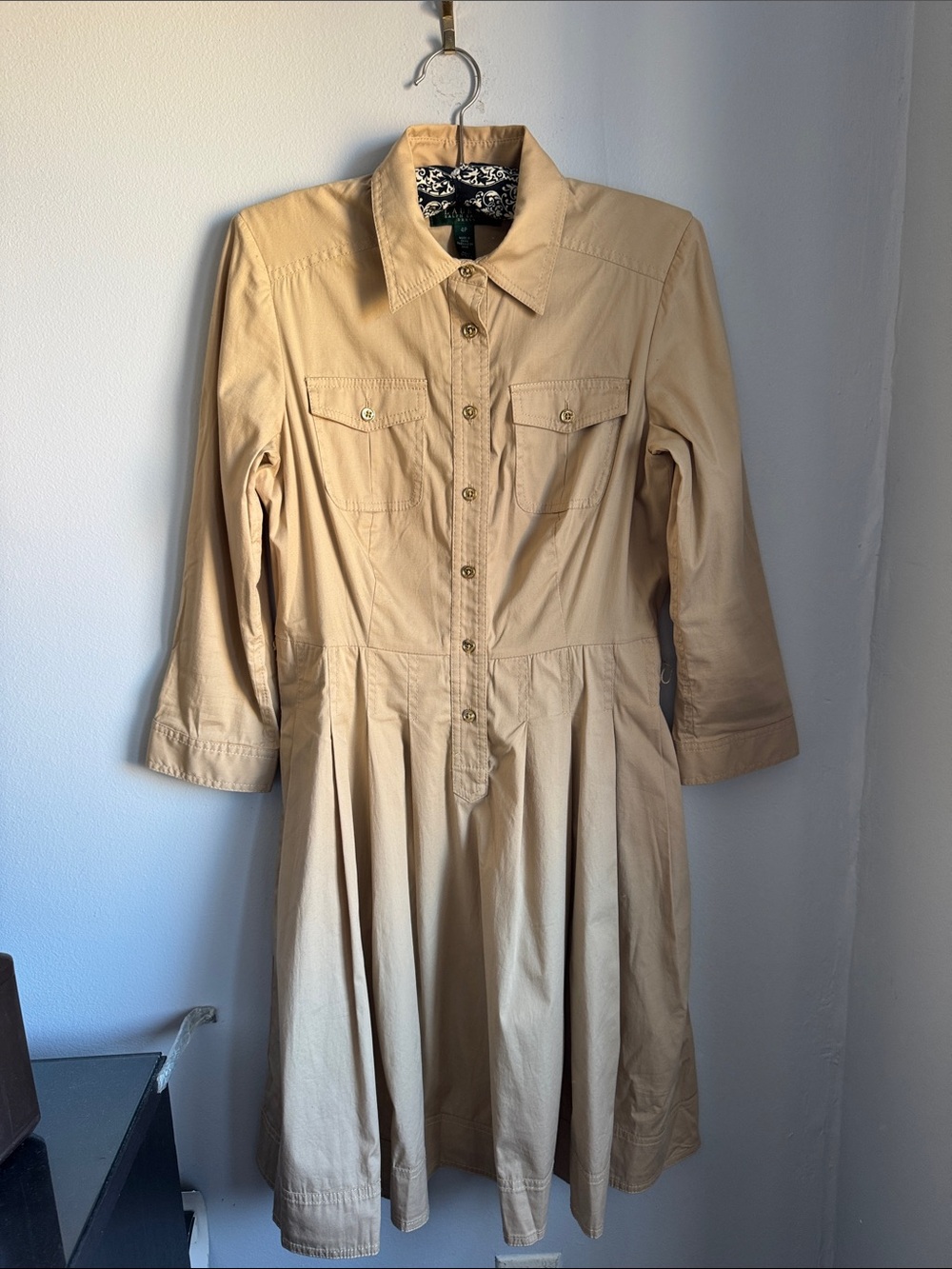 Lauren Ralph Lauren Women's Tan Button-Front Shirt Dress size 4P